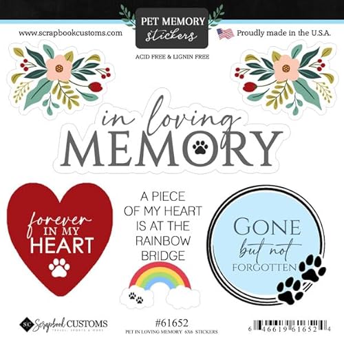 Scrapbook Customs Pet - in Loving Memory Cardstock Scrapbook Stickers 6" x 6" 61652