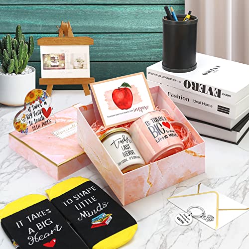 Derte Teacher Appreciation Gift Sets From Student Thank You Gifts Basket Graduation Gifts Coffee Mug Scented Candle Funny Socks Acrylic Keepsake Keychain Best Teacher Gifts For Women (Teacher) #TOP5