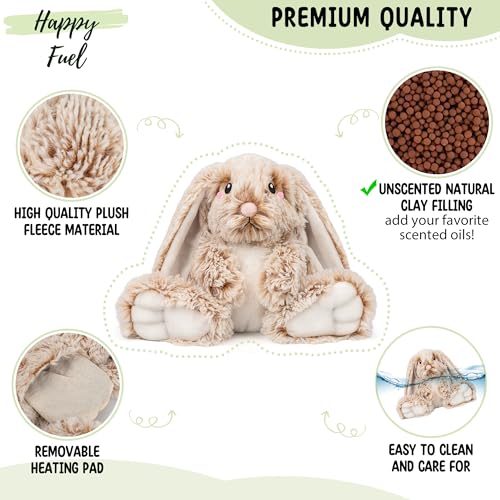 Image of Bunny Microwavable & Weighted Stuffed Animals - 1.5 Lbs Unscented Heating Pad for Period Cramps Pain Relief and Anxiety, Cute Bunny Plush Toys Gifts for Women Girls Adults and Kids by Happy Fuel