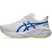 ASICS Womens Novablast 5 Running Shoe, White/Tuna Blue , 10