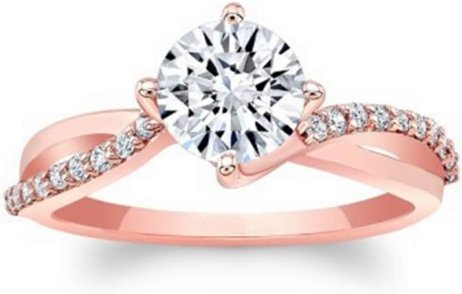 Aihpos 1-1/4 Carat (ctw) Engagement Rings for Women 1 Carat Center Moissanite Rings Twisting Infinity Pave Set 925 Sterling Silver 10K 14K 18K Gold Anniversary Wedding