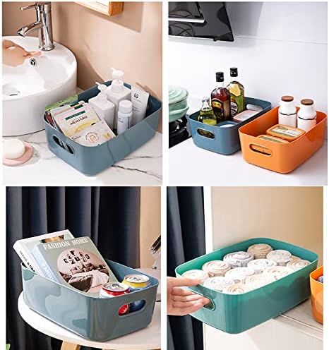 DBOO 7 Pack Plastic Storage Basket - Colourful Medium Baskets Office Home & Kitchen cupboards Tidy Organiser