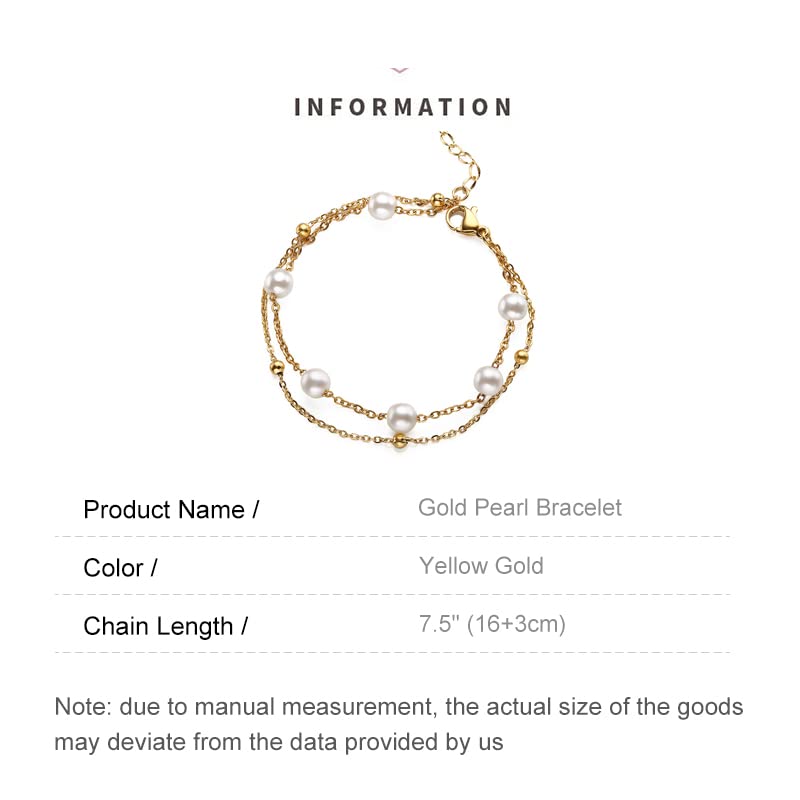Bracelet perles en eau douce or 14k anti ternissement - 3
