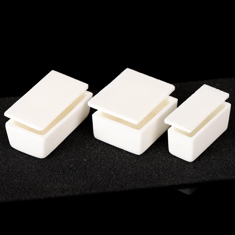 99% Alumina Square Crucible with Lid - High-Temperature Laboratory Beaker for Metal and Non-Metal Sample Analysis,1pcs(35ml(100x30x20mm))