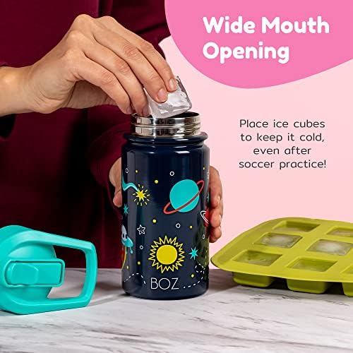BOZ Kids Water Bottles for School, Stainless Steel Kids Water Bottle with Straw, BPA Free, Vacuum Double Wall Insulated Toddler Water Bottle - Leakproof and Shatterproof - 400 ml (14 Oz) - Unicorn