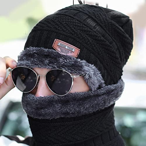 Fityle Chapéu Unisex De Gorro Chapéu De Malha Quente Chapéu Forrado De Lã Grossa Para Esporte De Cor