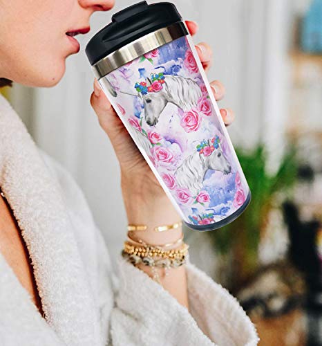 Wodealmug Women's Unicorn Horse Travel Coffee Mug Thermal Insulated Tumbler Cup With Lid 14 Oz #TOP4
