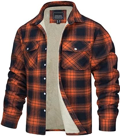 TACVASEN Herren Fleece Thermohemd Warm Flanellhemd Holzfällerhemd Winter Innenfleece Jacke