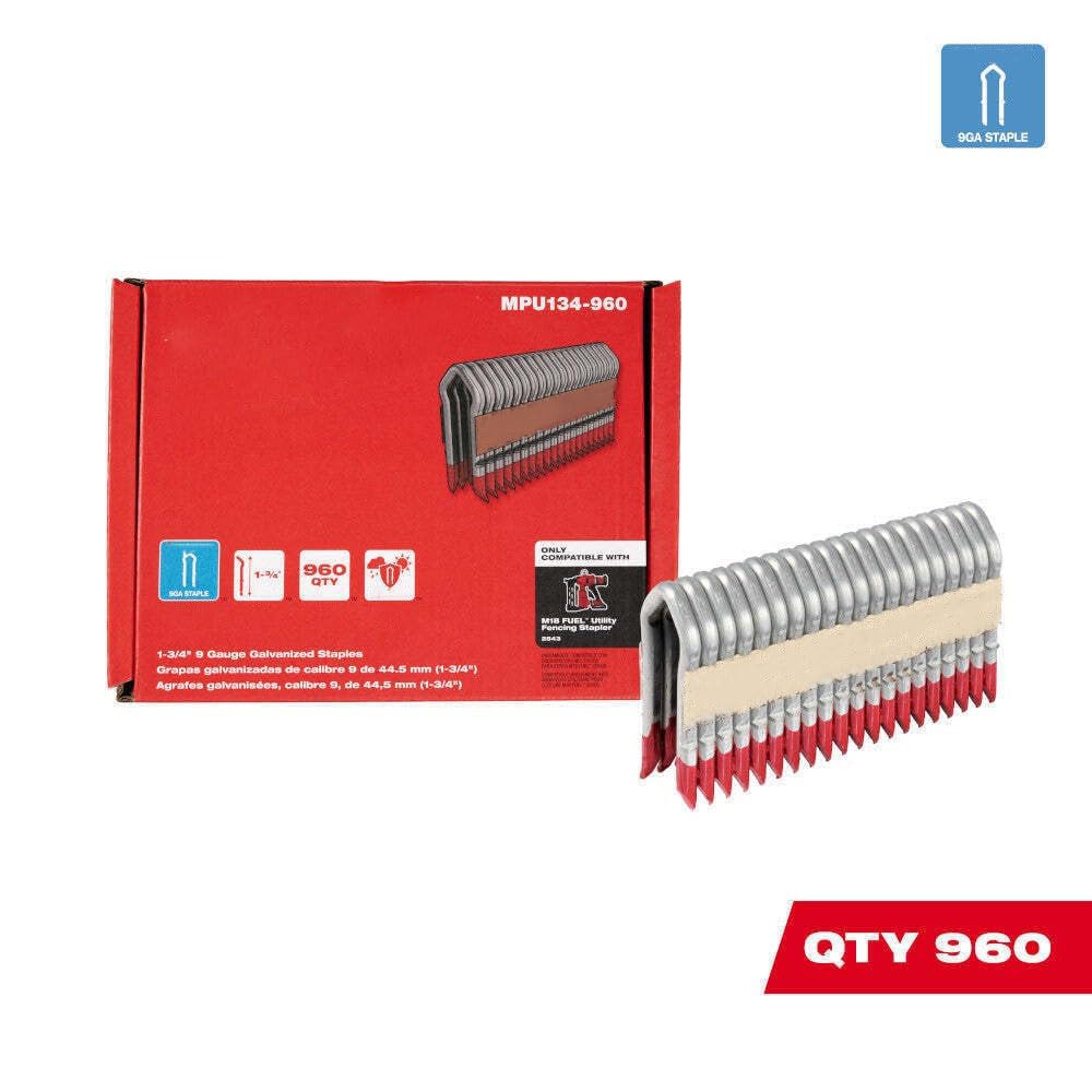 MPU134-960 - Grapadora de cercas, grapadora de cables, para grapas galvanizadas en caliente de calibre 9 de 1.75 pulgadas, 960 unidades