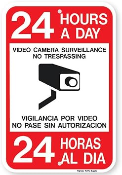 24 Hours A Day 24 Horas Al Dia Bilingual Neighborhood Watch Sign Decoration Props Plaque 8X12 Inch