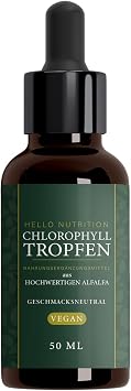 hellonutrition chlorophyll drops high dose from alfalfa natural plant extract elixir vegan - the green wonder for men and women - 50 ml