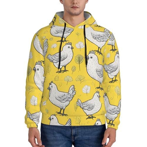 Pull à capuche homme imprimé poulet jaune ample résolvant le manque de confort - 2