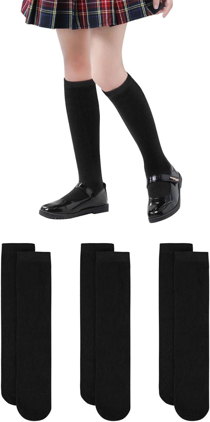 Century Star Girls Knee High Socks School Uniform Socks for Girls Boys Dress Sock Kids Stockings Seamless Sock Solid