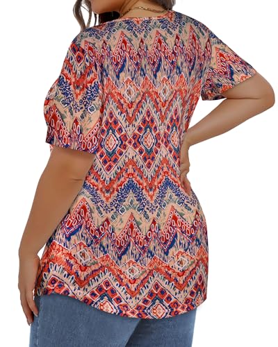 Image of Plus Size Tops for Women Pleated Summer Top Trendy Short Sleeve Shirts Casual Basic Tee Crew Neck Blouses 2026