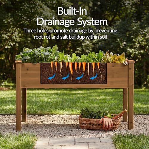 Image of Best Choice Products 48 x 24 x 30 Inches Raised Garden Bed, Elevated Wood Planter Box Stand for Backyard, Patio, Balcony with Bed Liner, 200 Pound Capacity - Acorn Brown