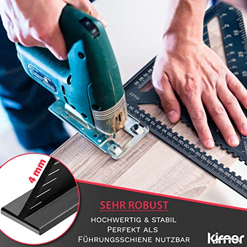 Kirner - 5in1 Zimmermannswinkel 30cm [ PROFI VERSION 2024 ] anreißen messen uvm - alles in einem - Schreinerwinkel aus hochwertigem Aluminium, Anschlagwinkel, Winkelmesser, Anreisswerkzeug
