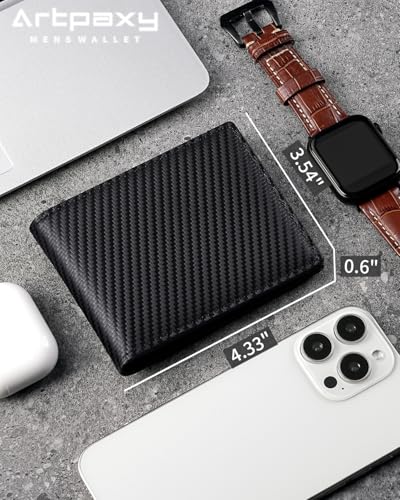 Image of Artpaxy Mens Wallet Bifold Genuine Leather RFID Blocking Wallet for Men with 1 ID Window 15 Card Holders 2 cash pockets 1 Gift Box