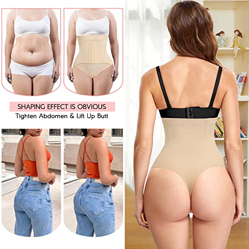 Meryosz Tummy Control Panties Women Thong Shapewear Butt Lifter Slimming Girdle High Waist Trainer Body Shaper Underwear (Beige, M) #TOP2