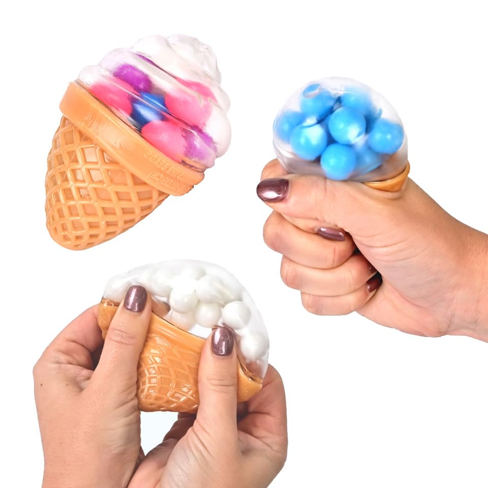Toymendous Squishy Ice Cream, 3 Pack Stress Balls, Children Ages 3+