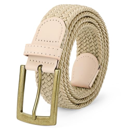 SUOSDEY Elastic Fabric Braided Belts for Men, Stretch Woven Belts for Golf Casual Jeans Shorts