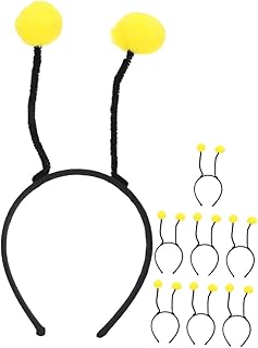Yardwe 8 Piezas diadema con bola de pelo chicas color soplo temático ondulado diminuto Banda de cabello de niña diadema de bolas de pelo de fiesta alambre de hierro Yellow