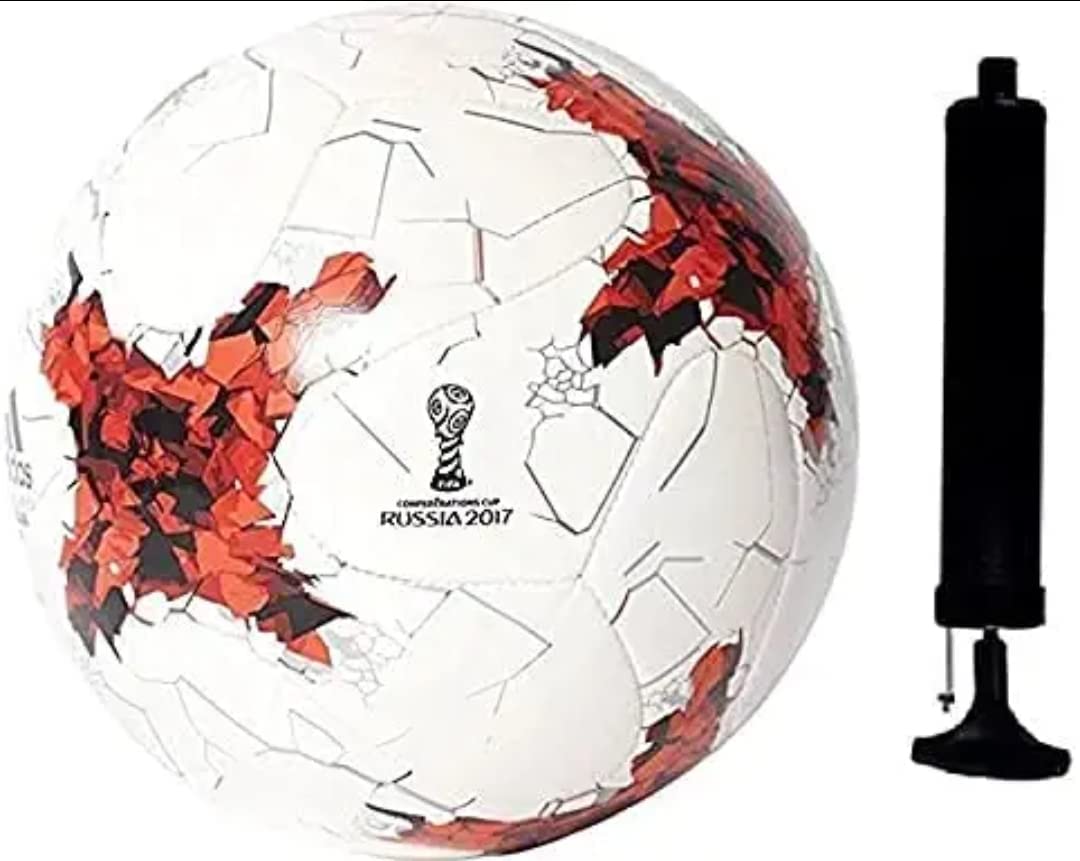 KP Combo Pack 1 Football & 1 Pump PU Material Multi Color Size 5 for All Age Groups Kids Fans of Euro Cup copa America letin American Football New Age All Surface Football