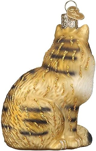 Vista 4 de Old World Christmas Adorno de cristal soplado de gatito del Himalaya gris para árbol de Navidad, decoración navideña artesanal, colección de gatos