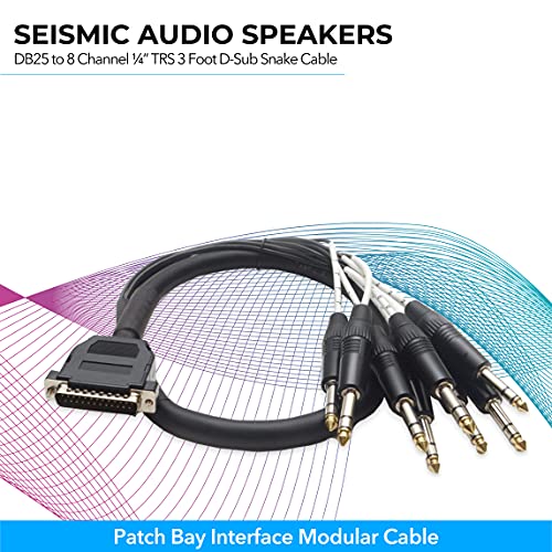 Seismic Audio Speakers Db25 To 8 Channel ¼” Trs 3 Foot D-Sub Snake Cable, Patch Bay Interface Modular Cable #TOP2
