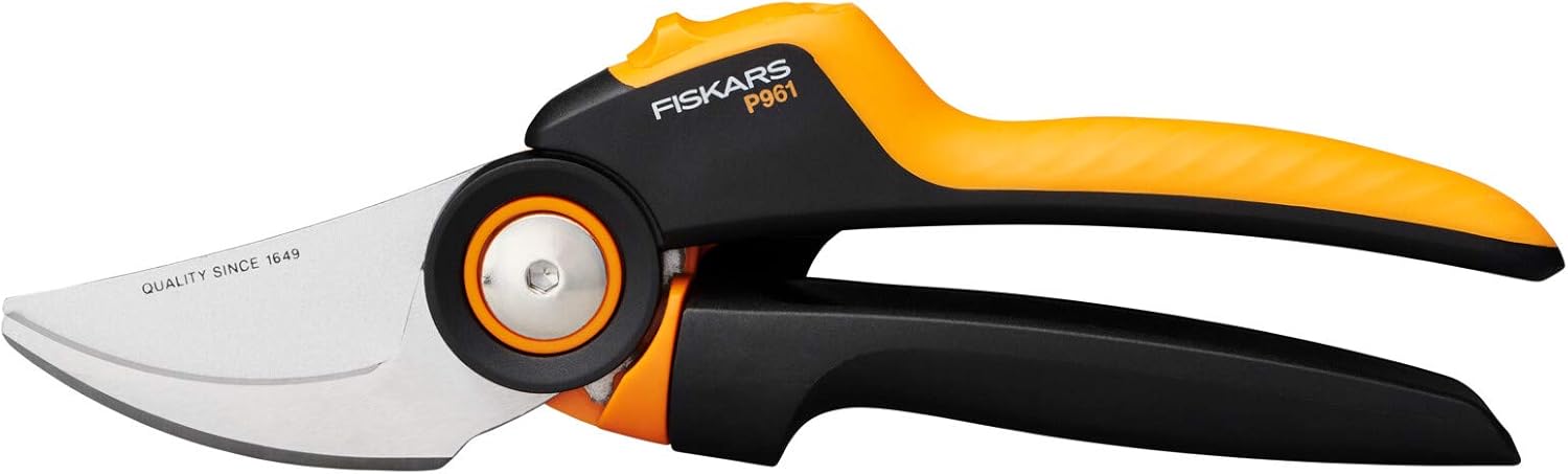 Fiskars Bypass Garden Pruners L, X-Series PowerGear, P961, with Rolling Handle, for Fresh Branches and Twigs, Non-Stick Coated, Stainless Steel Blades, Length: 22.2 cm, Black/Orange, 1057175 - Thumbnail 2