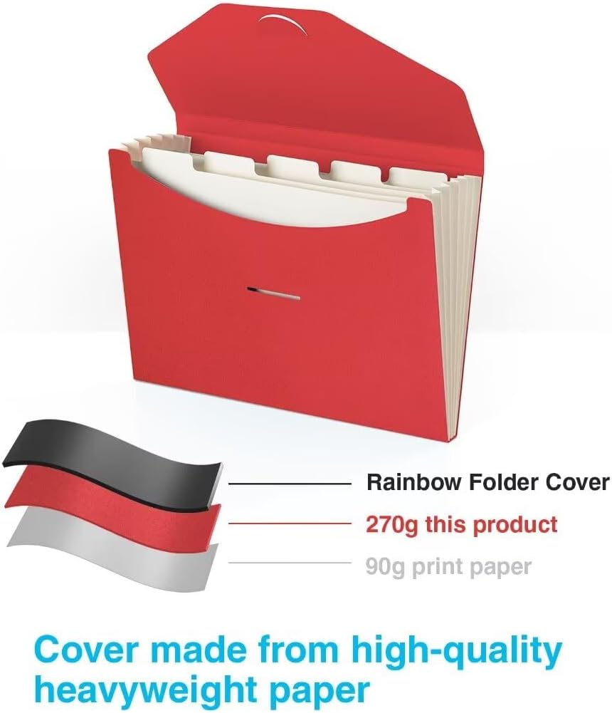 Expandable Folders Plastic Free Accordion File Folder Organizer 6 Pocket Fiery Red image 4