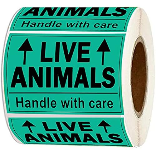 Remarkable Live Animals Please Handle with Care Stickers,2 X 3 Inch Fluorescent Fragile Shipping Label Stickers for Shipping and Packing (250 Adhesive Labels)