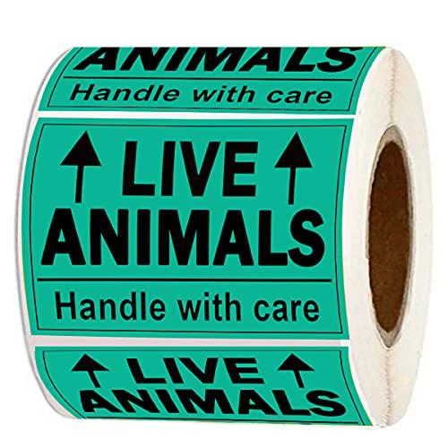 Remarkable Live Animals Please Handle with Care Stickers,2 X 3 Inch Fluorescent Fragile Shipping Label Stickers for Shipping and Packing (250 Adhesive Labels)