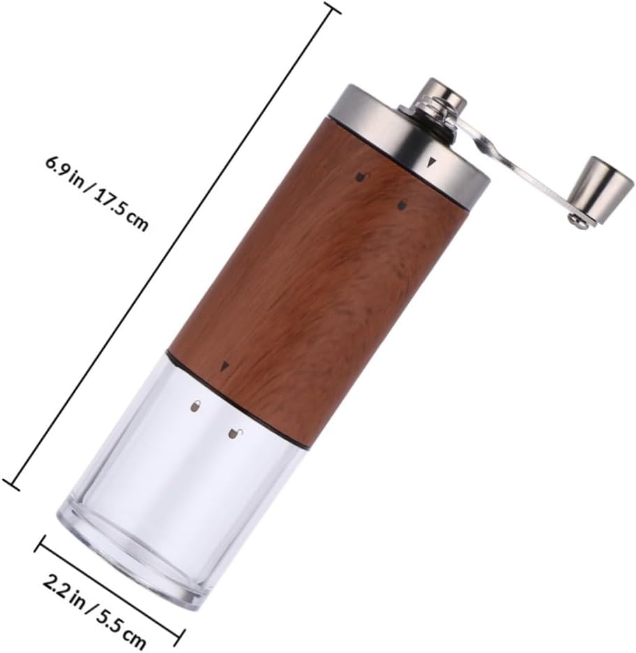 MAGICLULU Portable Manual Coffee Bean Grinder Adjustable Hand Mill with Wood Grain Finish, Washable Rust-resistant Spice and Nut Grinder for Home, Travel, and Camping