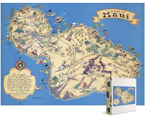 1000 piece Adult Jigsaw Puzzle | 1931 | Island of Maui Hawaii | Hawaiian Islands - Maui Hawaii Puzzle 1000 Pieces