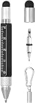 MECCANIXITY 6 in 1 Metallic Stylus Pen Aluminum Alloy Mini Capacitive Pens with Ballpoint Pen, Ruler, Screwdriver, Stylus, Keychain for Men and Women,Silver