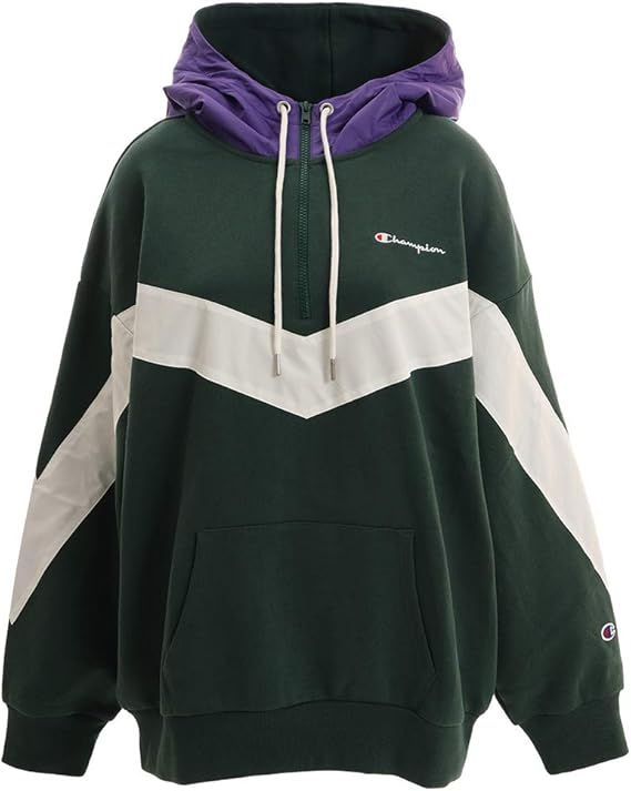 Amazon Co Jp チャンピオン ハーフジップスウェットパーカー Cw Q112 レディース ダークグリーン 日本 L 日本サイズl相当 ファッション