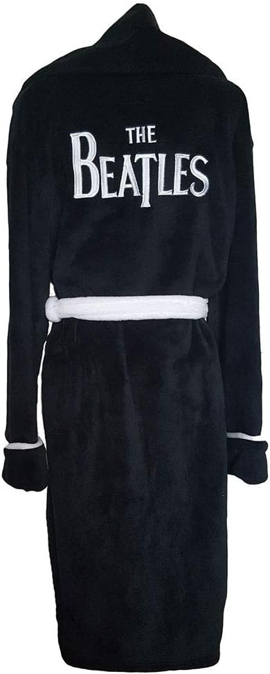 The Beatles Bathrobe Drop T Logo Official Black Super Soft Fleece Unisex Size M