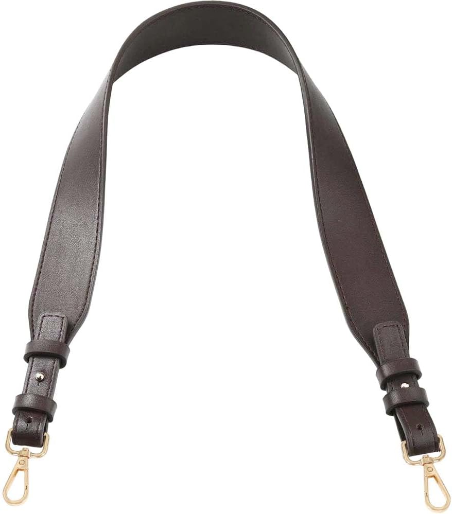 1.5 Inch Wide PU Leather Purse Strap for Women 30.7 Inch Dark brown PU Leather Handbags Long Crossbody Strap Replacement Dark Brown with Alloy Clasps for Shoulder Bag DIY Making Supplies