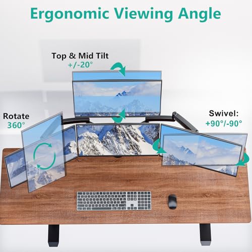 Image of WALI Quad Monitor Mount for 13-27 inch Screens, Extra Tall 4 Monitors Desk Mount, up to 19.8lbs, 32.2 inch Height Max, Fully Adjustable 4 Monitor Arms, VESA 75 /100mm (GSDM004S), Black