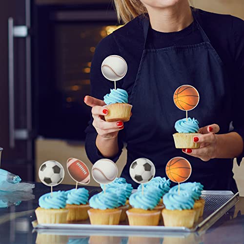 Gyufise 36 Pack Sports Cupcake Toppers Baseball Rugby Cupcake Picks Basketball Toothpicks Soccer Ball Football Cake Decor For Boy Happy Birthday For Sports Ball Game Theme Party Supplies Decoration … thumb #3