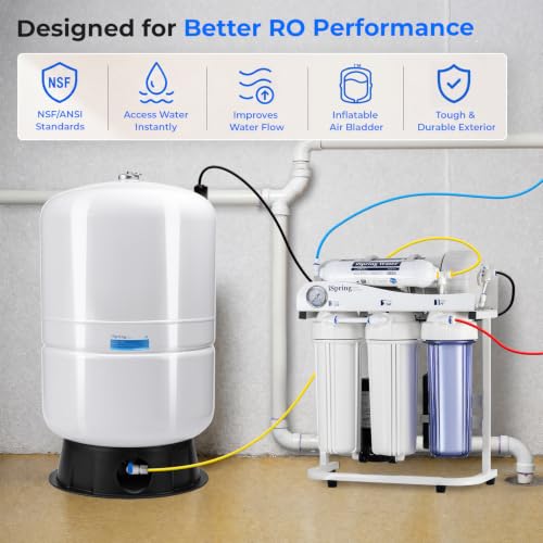 Image of iSpring 40 Gallon RO Tank, Pre-Pressurized Water Storage Tank for Reverse Osmosis RO Systems, Metal High Capacity RO Water Tank, Includes Tank Valve & Elbow, Model: T40M