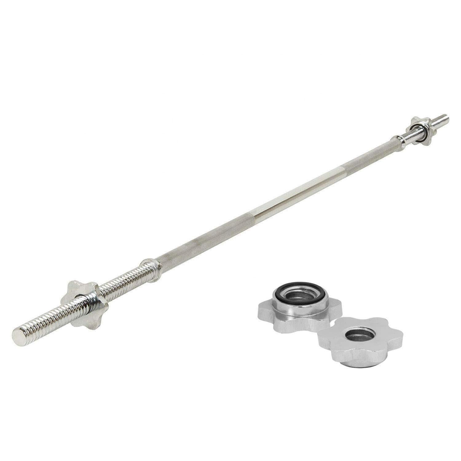 Barbell 4ft with Spinlock Collars – FLG Standard 1 Inch Weightlifting Bar Gym Exercises Biceps & Triceps Training For Men & Women (4ft Barbell Bar)