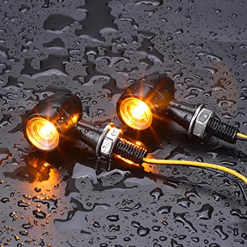 Ankia 1 Pair 12V Universal Motorcycle Led Black Mini Bullet Turn Signals Lights Blinker Indicator For Any Harley, Honda, Yamaha, Suzuki, Kawasaki, Custom Bike, Cruiser, Choppers (Smoked Black Lens) #TOP4