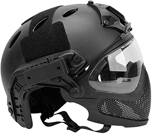 F22 PJ Tactical Fast Helmet, Detachable Mask and Goggles, Cosplay Tactical Riding Airsoft Full Face Protective Helmet
