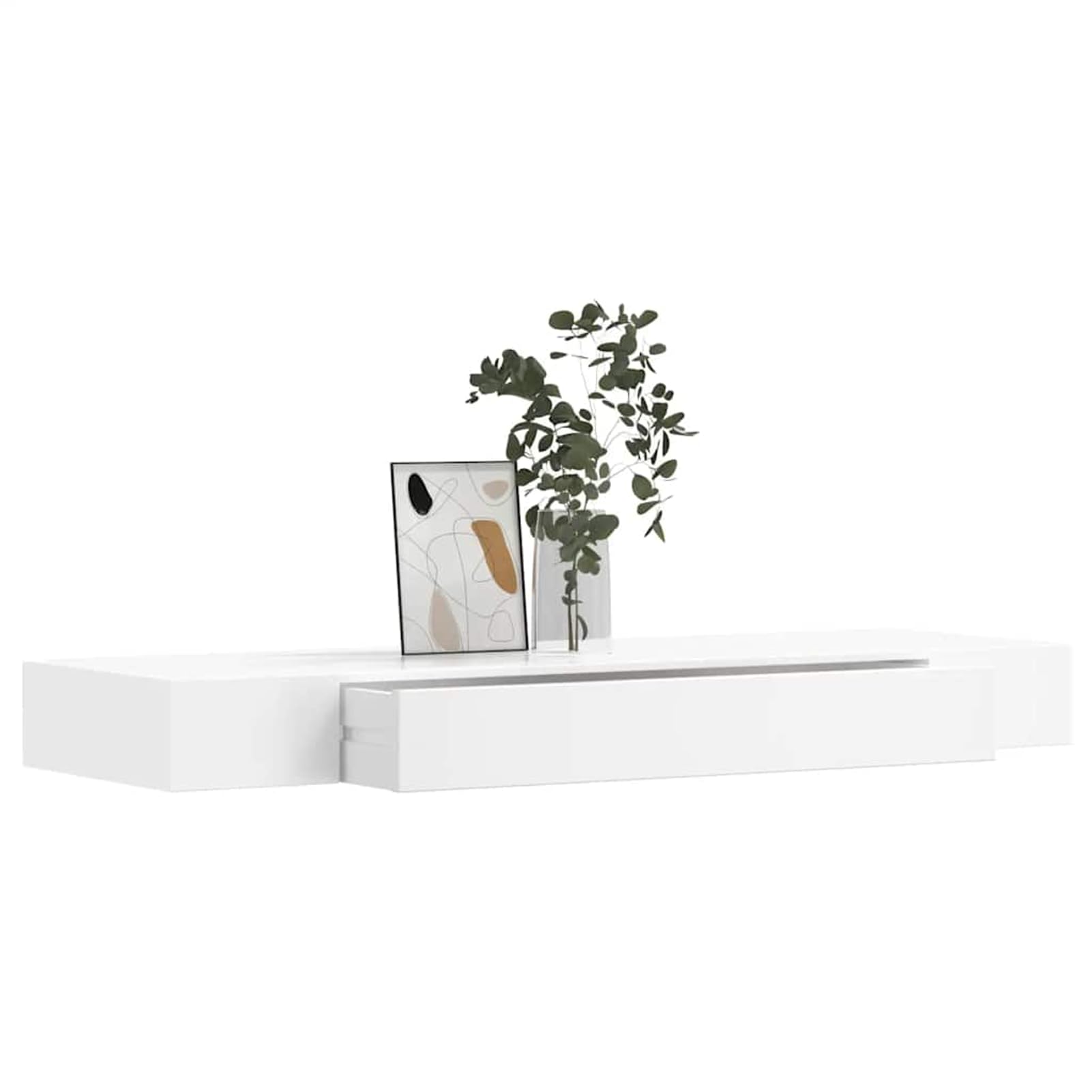 Tidyard Estante Flotante Estantería de Pared Librerías de Salón Decoración del Hogar con 1 Cajón MDF Blanco 80 x 25 x 8 cm