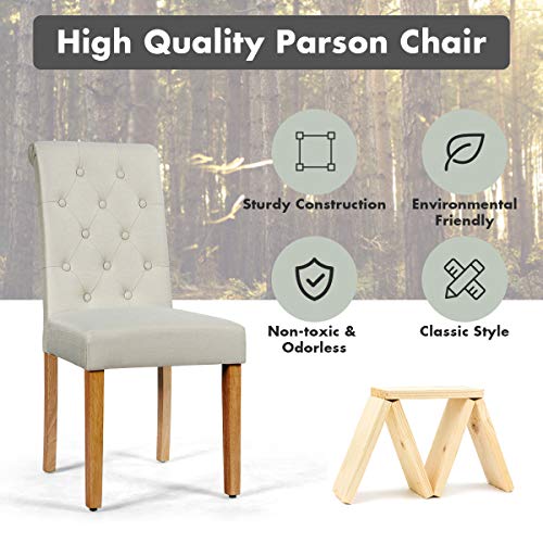S Afstar Upholstered Dinning Chairs Set Of 4, Tufted Parsons Chairs With Solid Rubber Wood Legs & Adjustable Feet, High Back Padded Dining Chairs For Kitchen Living Room Restaurant (4, Beige) #TOP6