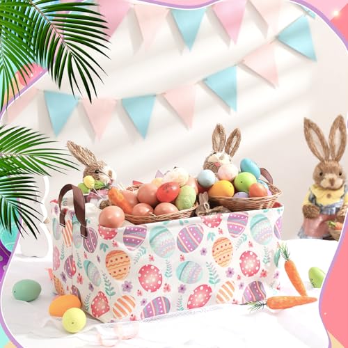 Cesta de Pascua plegable de tela organizador grande para almacenamiento de Pascua 3