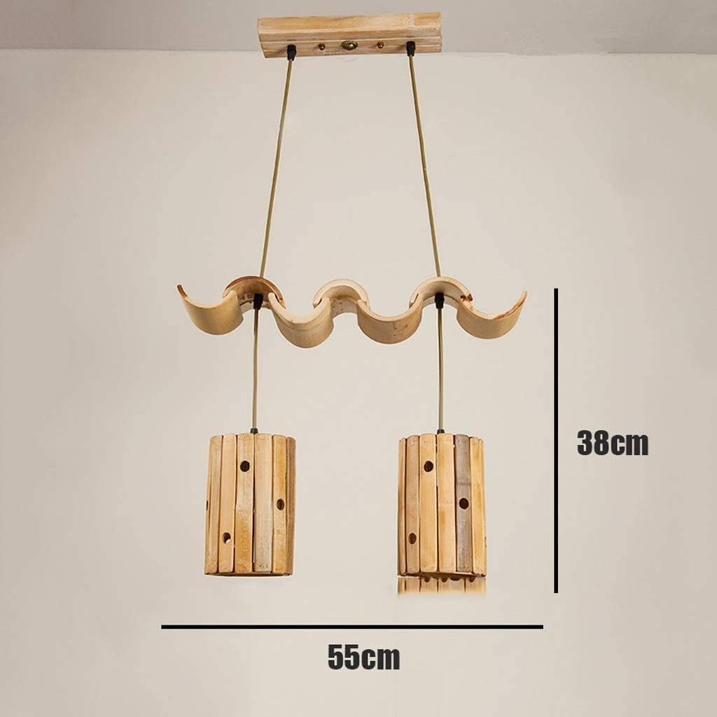 Bracket Light 2-Lights Chandelier Wooden Retro Rustic Pendant Light - Industrial Suspension Light Line Can Be Adjusted Freely - Distressed Wood Chandelier Stainless Steel Bracket Light