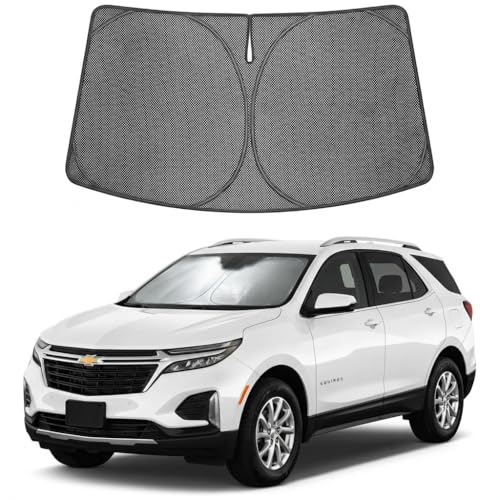 Image of Proadsy Windshield Sun Shade Custom Fit Chevrolet Equinox 2025-2026 Ice Crystal Black Front Window Sunshade UV and Heat Blocker Foldable Visor Keeps Car Cooler for Summer Parking and Daily Use