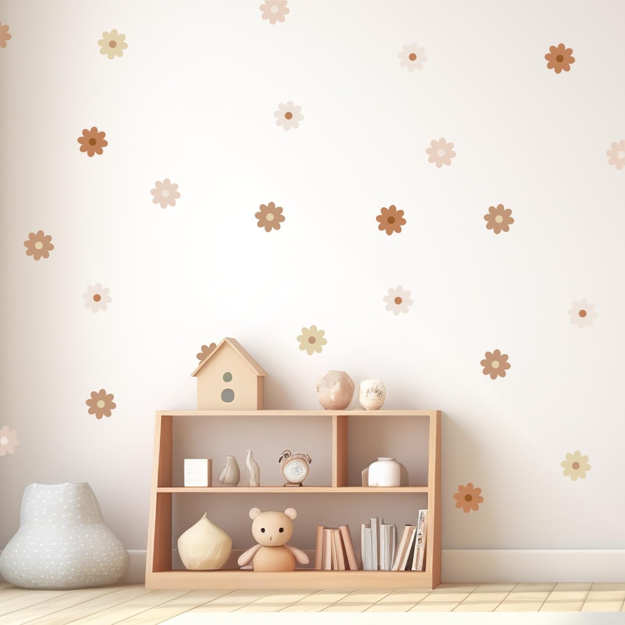 Stickers muraux fleurs beige pour la chambre de bébé fille Tamtamtu